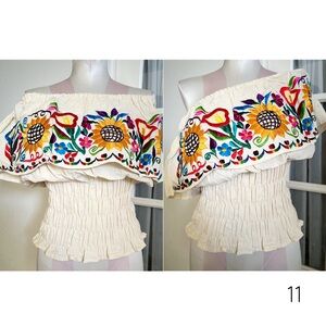 Embroidered Off-Shoulder Top